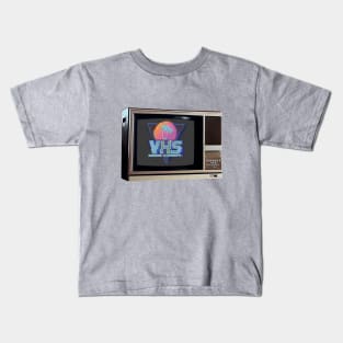 TV SET / VHS #3 (palms & grid) (GLITCHED) Kids T-Shirt